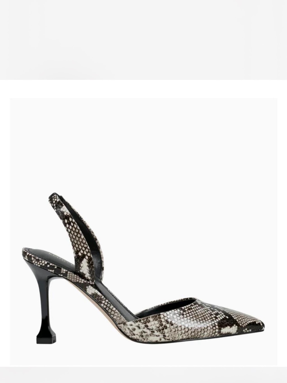 Marc Fisher Black and Ivory Snake-Print Slingback Pump